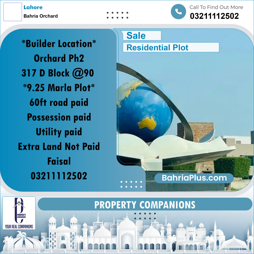 Residential Plot for Sale in Bahria Orchard, Lahore - (BP-286193)