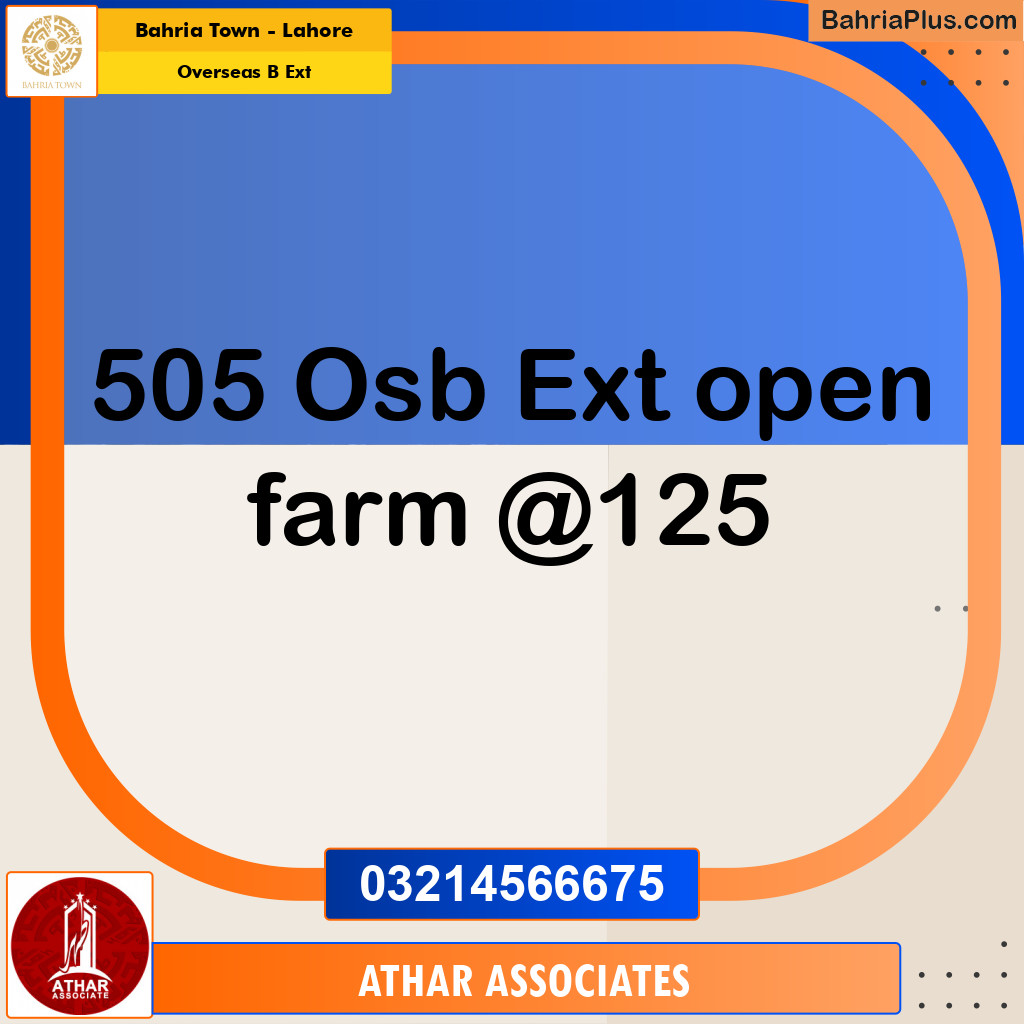 5 Marla Residential Plot for Sale in Overseas B Ext -  Bahria Town, Lahore - (BP-286203)