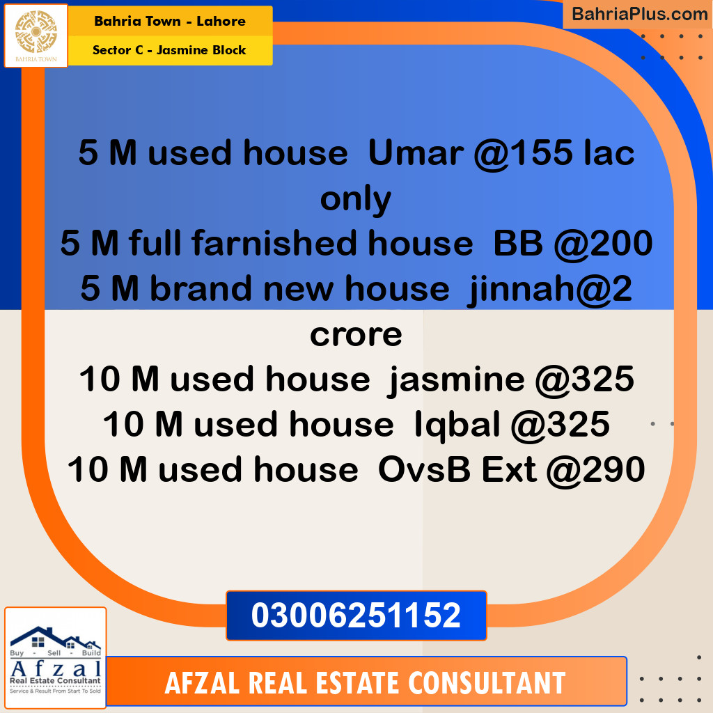 10 Marla Residential House for Sale in Sector C - Jasmine Block -  Bahria Town, Lahore - (BP-286315)