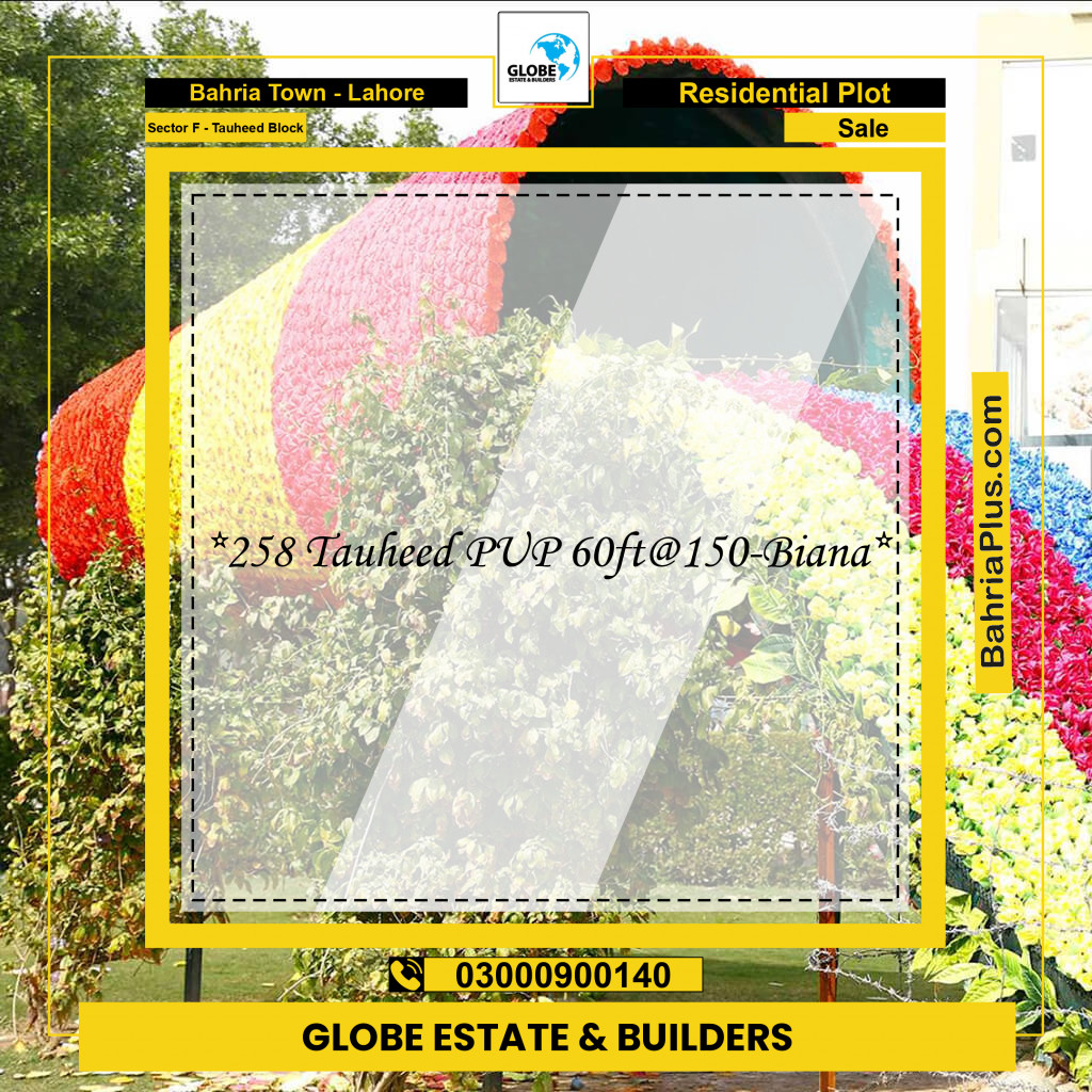 10 Marla Residential Plot for Sale in Sector F - Tauheed Block -  Bahria Town, Lahore - (BP-286321)