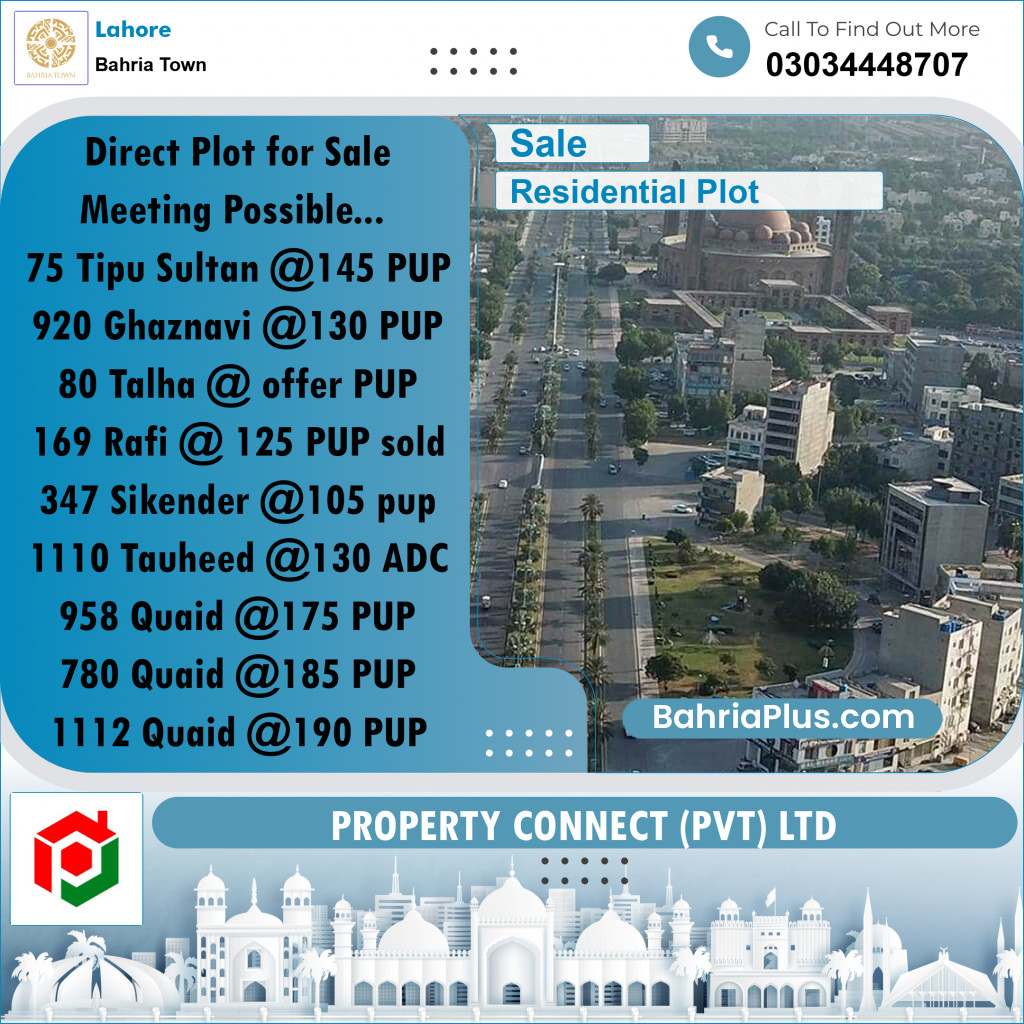 Residential Plot for Sale in Bahria Town, Lahore - (BP-286392)