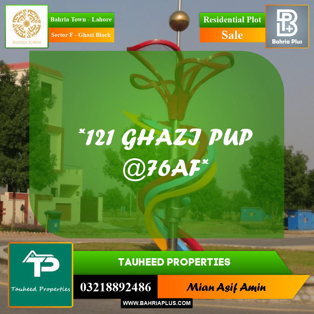 10 Marla Residential Plot for Sale in Sector F - Ghazi Block -  Bahria Town, Lahore - (BP-286412)