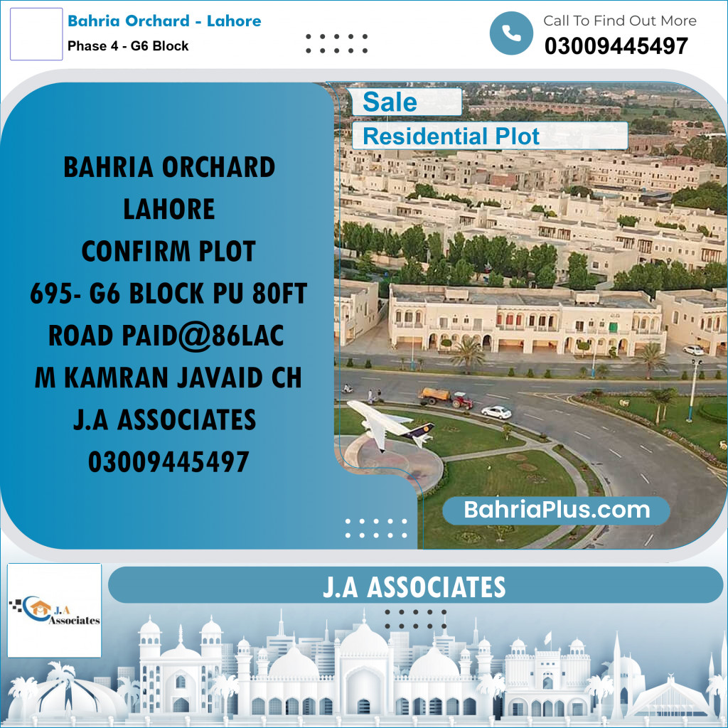 10 Marla Residential Plot for Sale in Phase 4 - G6 Block -  Bahria Orchard, Lahore - (BP-286532)
