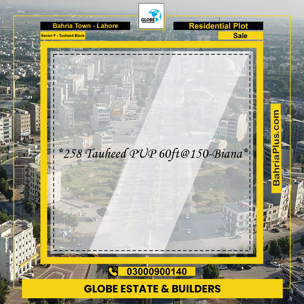 10 Marla Residential Plot for Sale in Sector F - Tauheed Block -  Bahria Town, Lahore - (BP-286554)