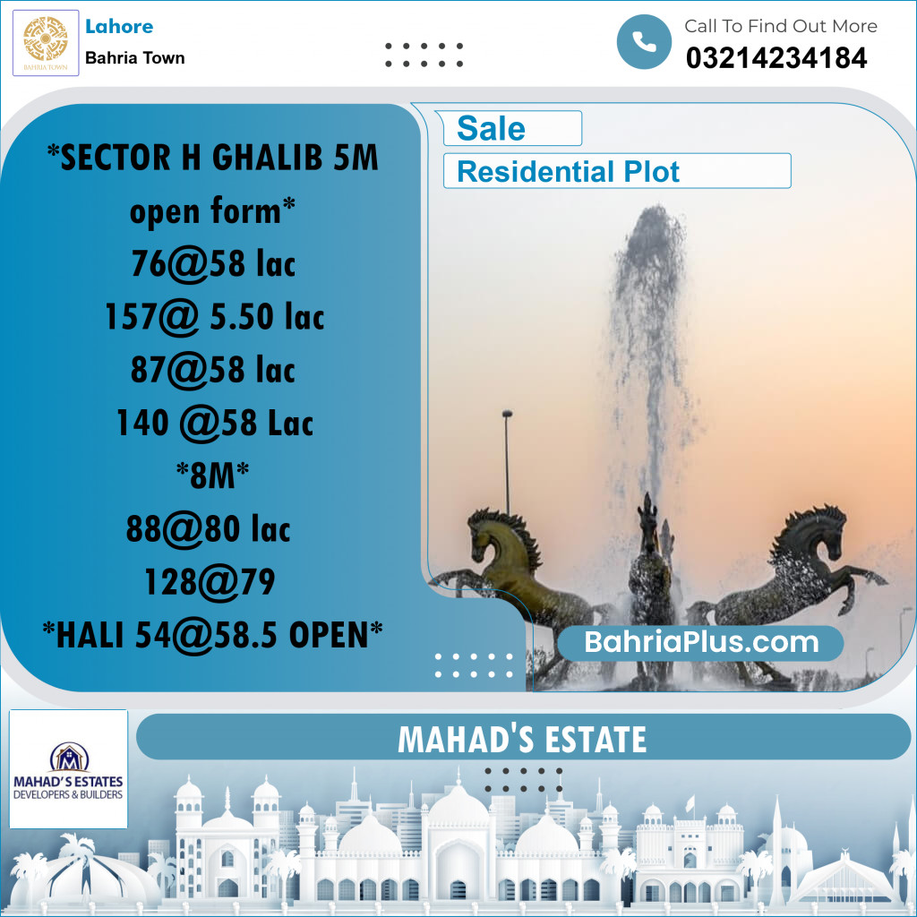 Residential Plot for Sale in Bahria Town, Lahore - (BP-286578)