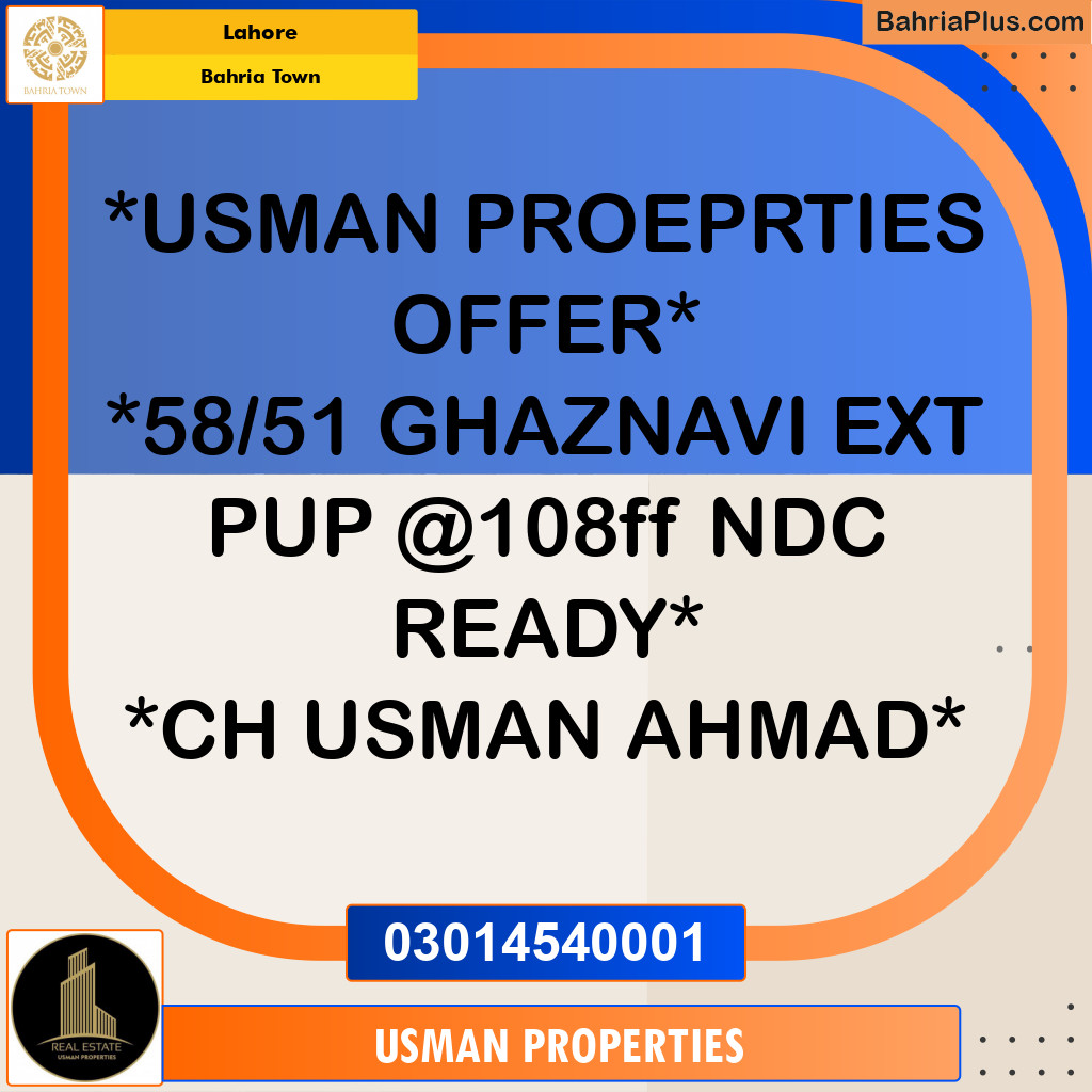 Residential Plot for Sale in Bahria Town, Lahore - (BP-286594)