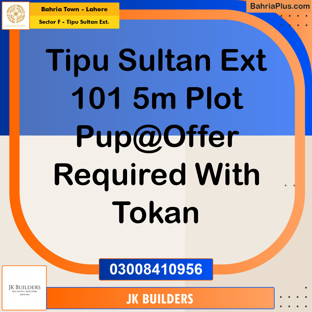 5 Marla Residential Plot for Sale in Sector F - Tipu Sultan Ext. - Bahria Town, Lahore - (BP-286605)