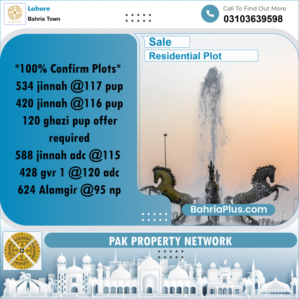 Residential Plot for Sale in Bahria Town, Lahore - (BP-286618)