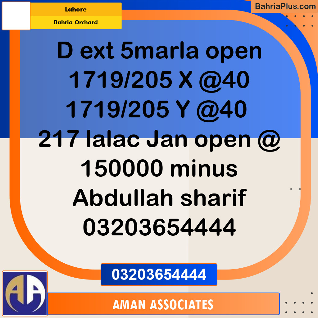 Residential Plot for Sale in Bahria Orchard, Lahore - (BP-286624)