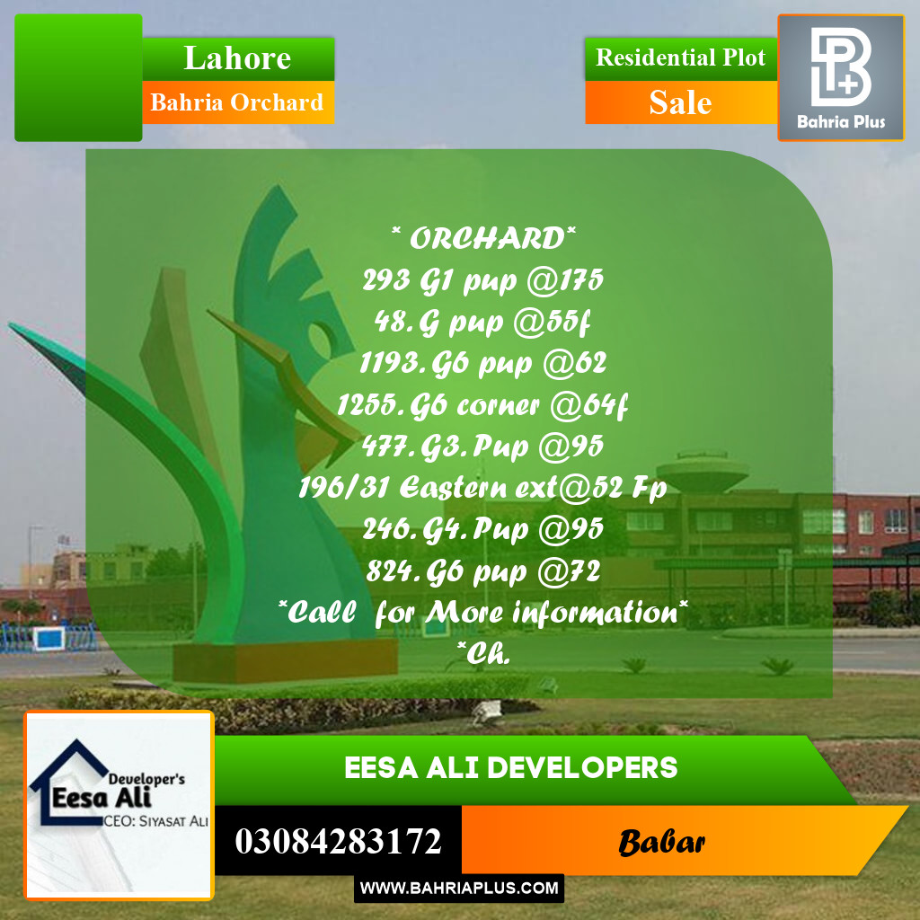 Residential Plot for Sale in Bahria Orchard, Lahore - (BP-286631)