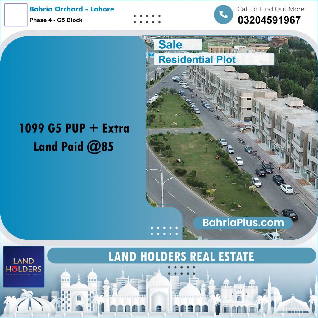 10.75 Marla Residential Plot for Sale in Phase 4 - G5 Block - Bahria Orchard, Lahore - (BP-286632)