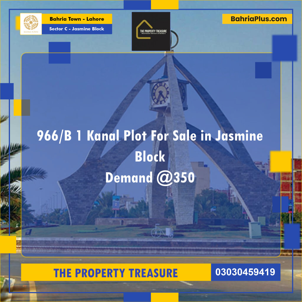 1 Kanal Residential Plot for Sale in Sector C - Jasmine Block -  Bahria Town, Lahore - (BP-286668)
