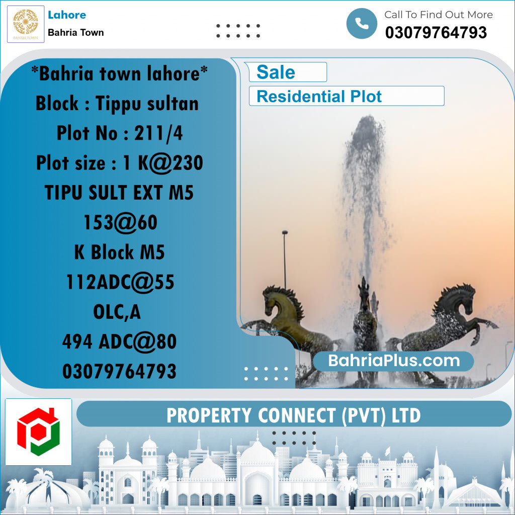 Residential Plot for Sale in Bahria Town, Lahore - (BP-286690)