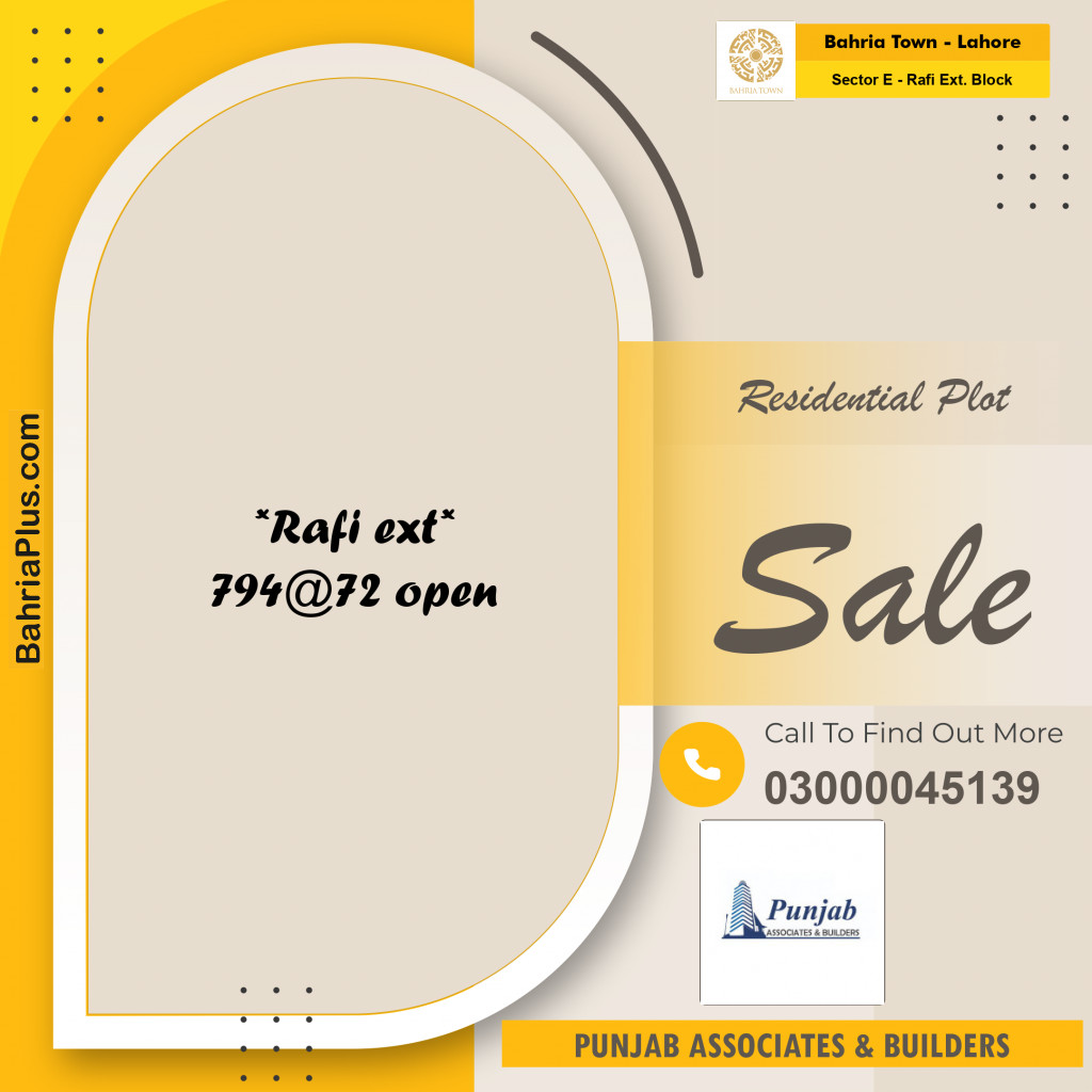 5 Marla Residential Plot for Sale in Sector E - Rafi Ext. Block - Bahria Town, Lahore - (BP-286691)