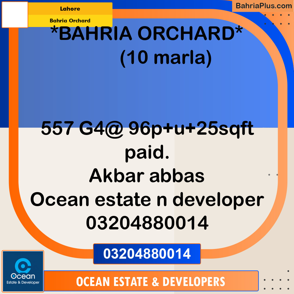 Residential Plot for Sale in Bahria Orchard, Lahore - (BP-286730)