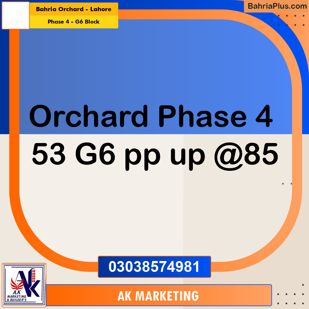 10 Marla Residential Plot for Sale in Phase 4 - G6 Block - Bahria Orchard, Lahore - (BP-286744)