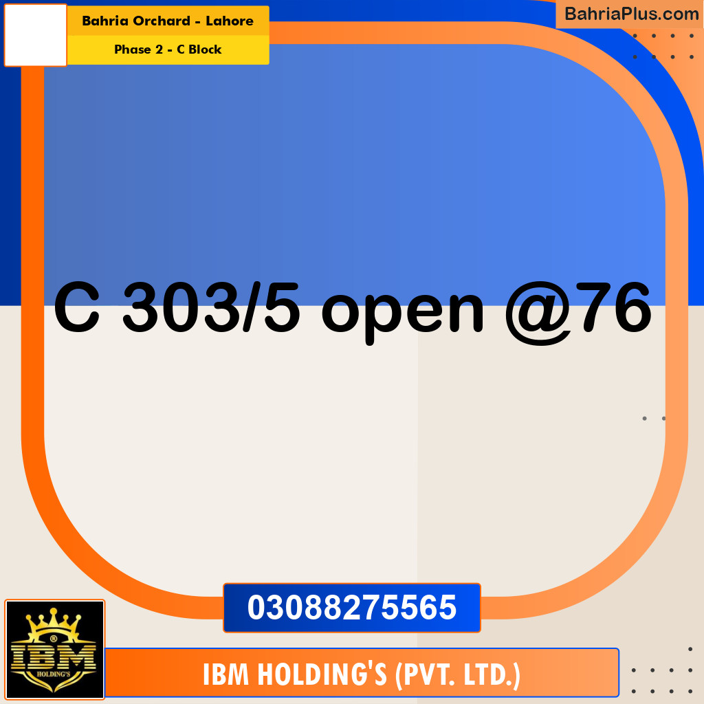 8 Marla Residential Plot for Sale in Phase 2 - C Block -  Bahria Orchard, Lahore - (BP-286787)