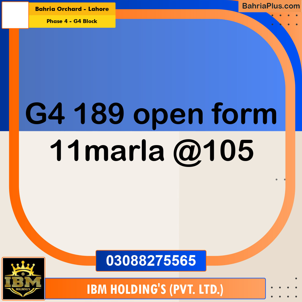 10 Marla Residential Plot for Sale in Phase 4 - G4 Block - Bahria Orchard, Lahore - (BP-286796)