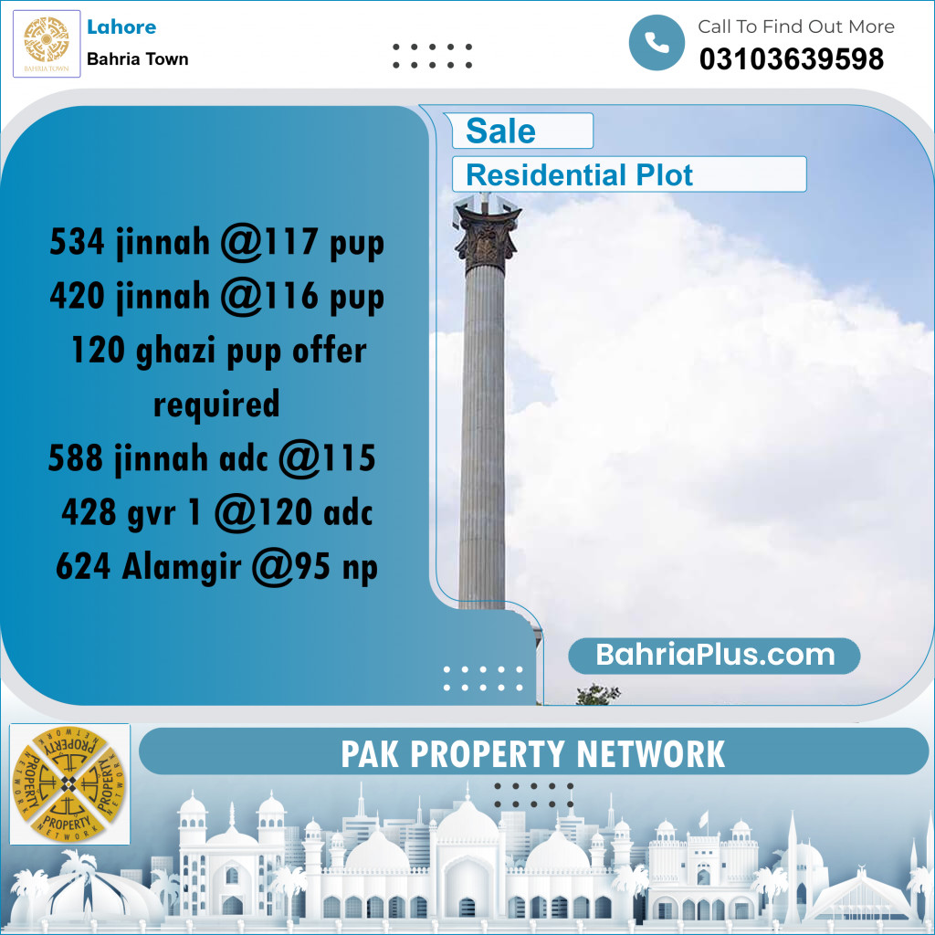 Residential Plot for Sale in Bahria Town, Lahore - (BP-286850)