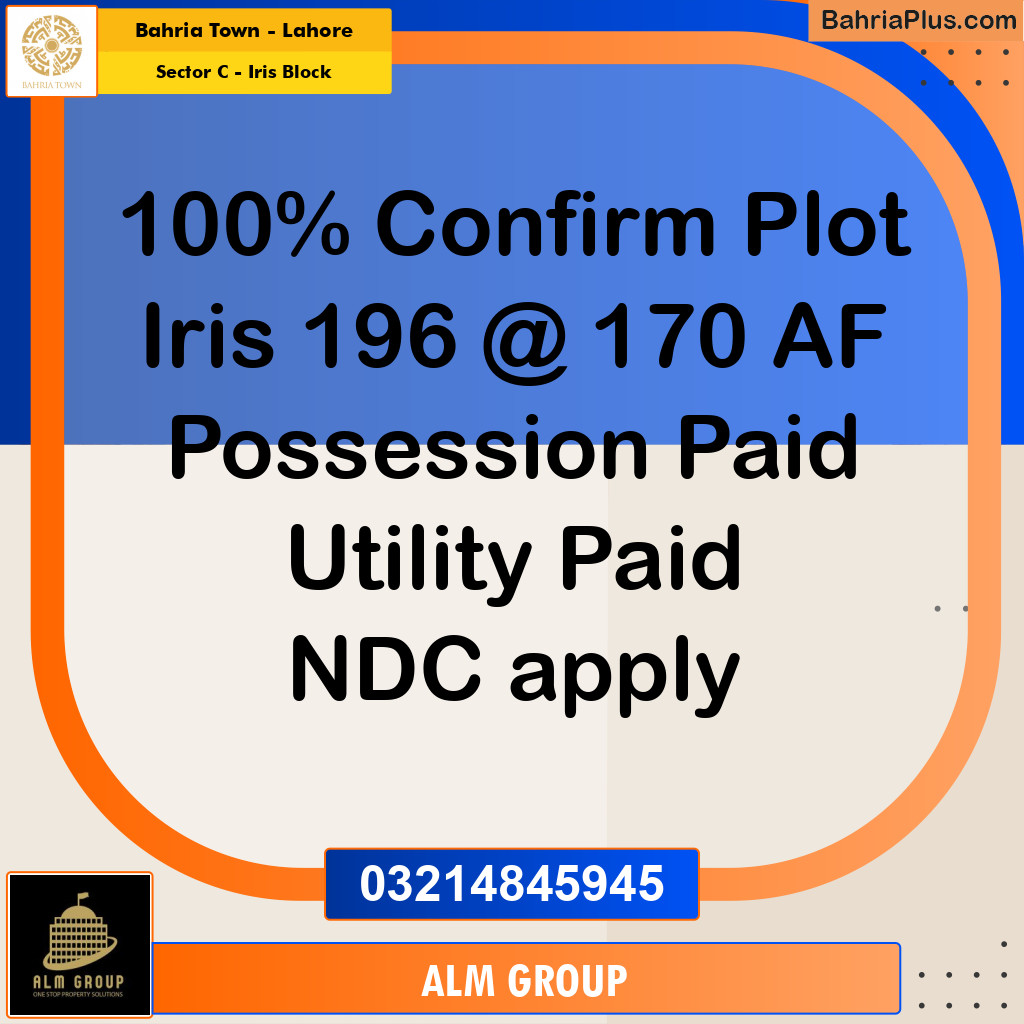 10 Marla Residential Plot for Sale in Sector C - Iris Block -  Bahria Town, Lahore - (BP-286856)