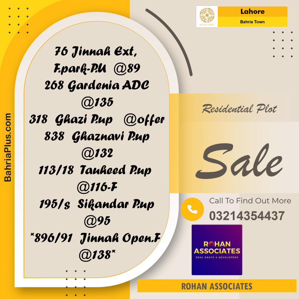 Residential Plot for Sale in Bahria Town, Lahore - (BP-286857)