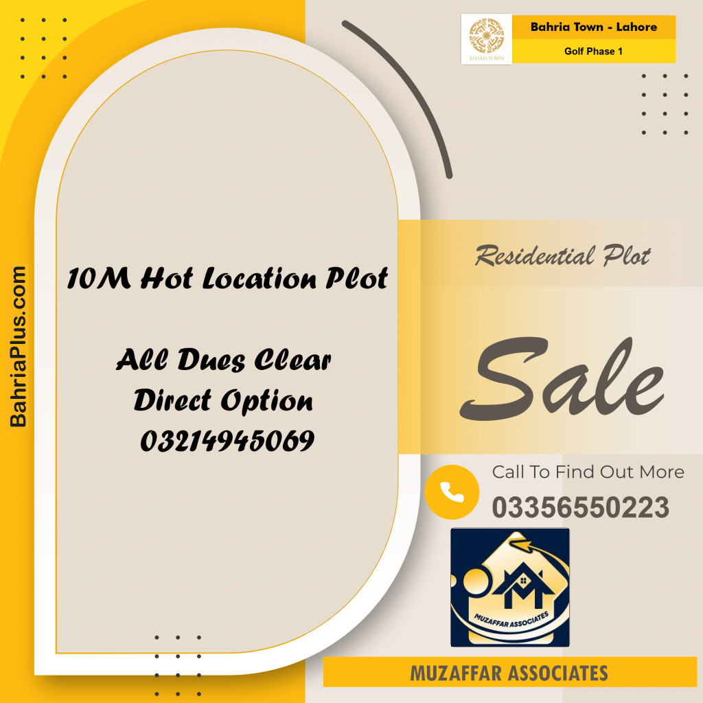 10 Marla Residential Plot for Sale in Golf Phase 1 -  Bahria Town, Lahore - (BP-286861)