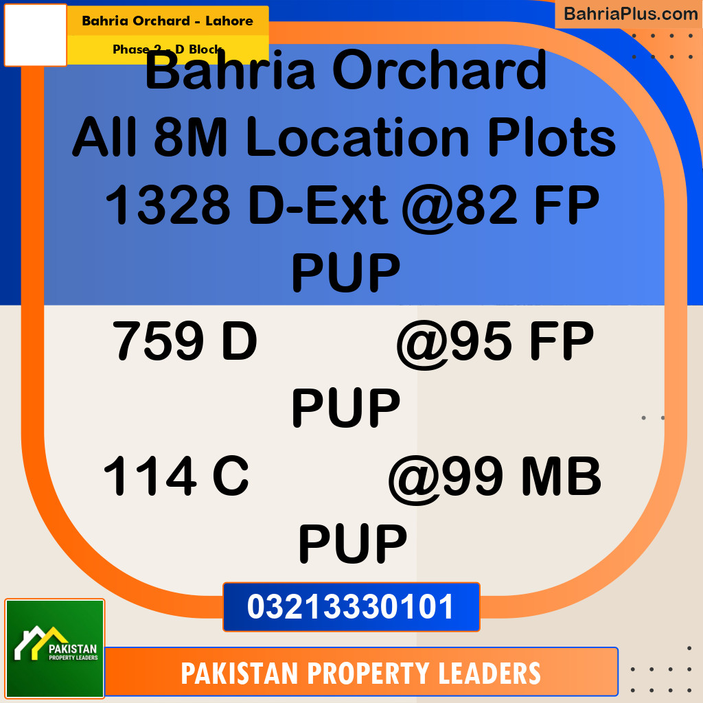 8 Marla Residential Plot for Sale in Phase 2 - D Block -  Bahria Orchard, Lahore - (BP-286884)