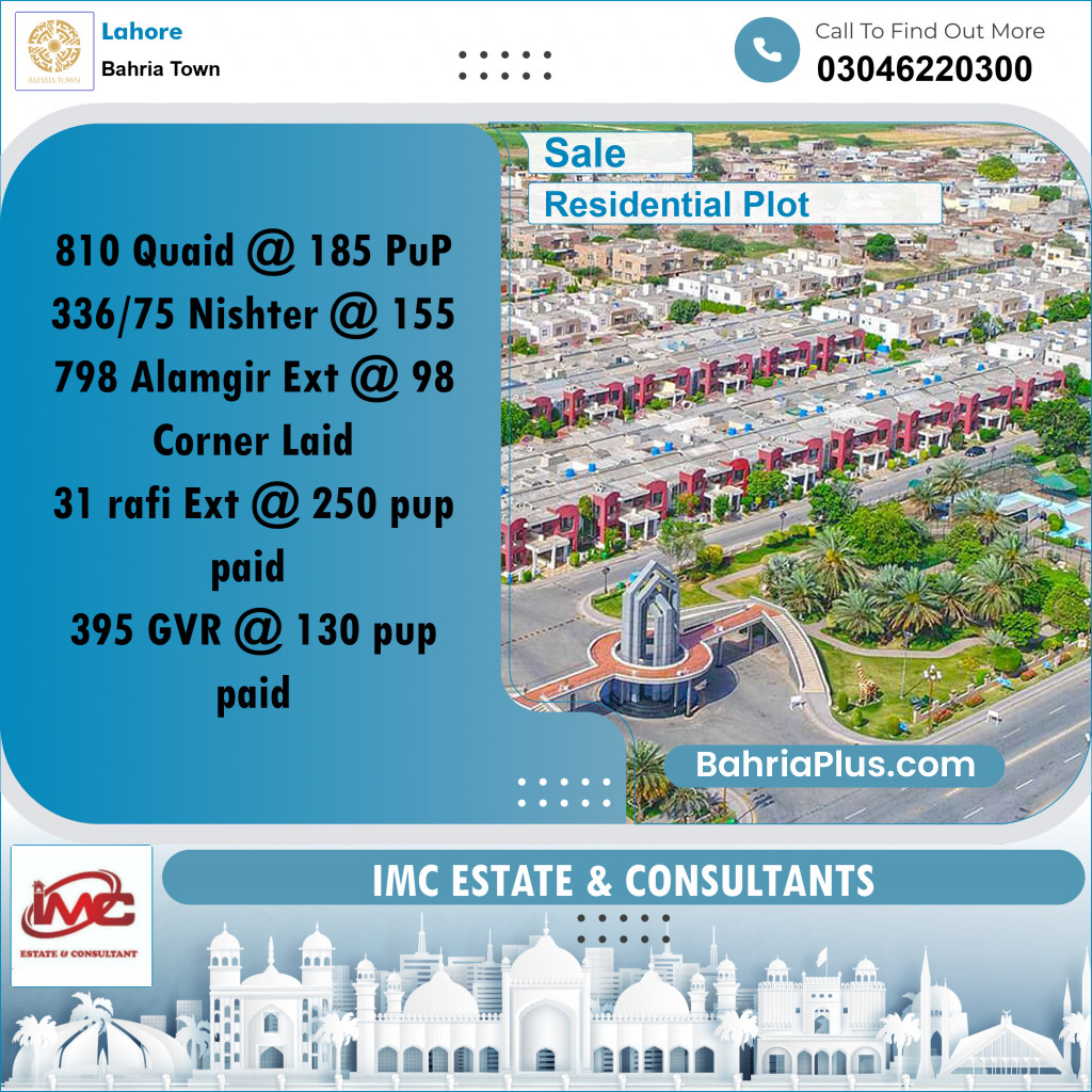 Residential Plot for Sale in Bahria Town, Lahore - (BP-286898)