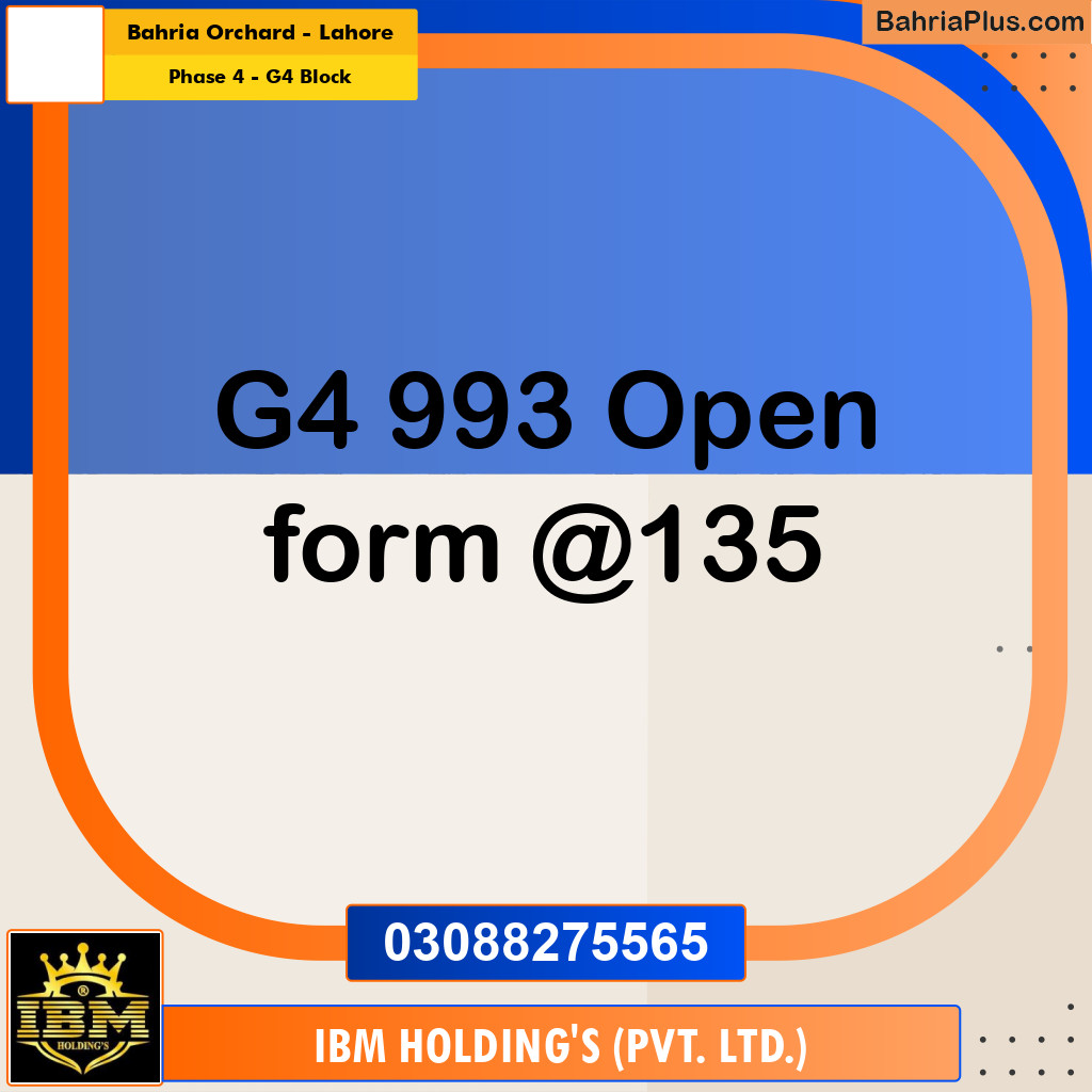 1 Kanal Residential Plot for Sale in Phase 4 - G4 Block -  Bahria Orchard, Lahore - (BP-286903)