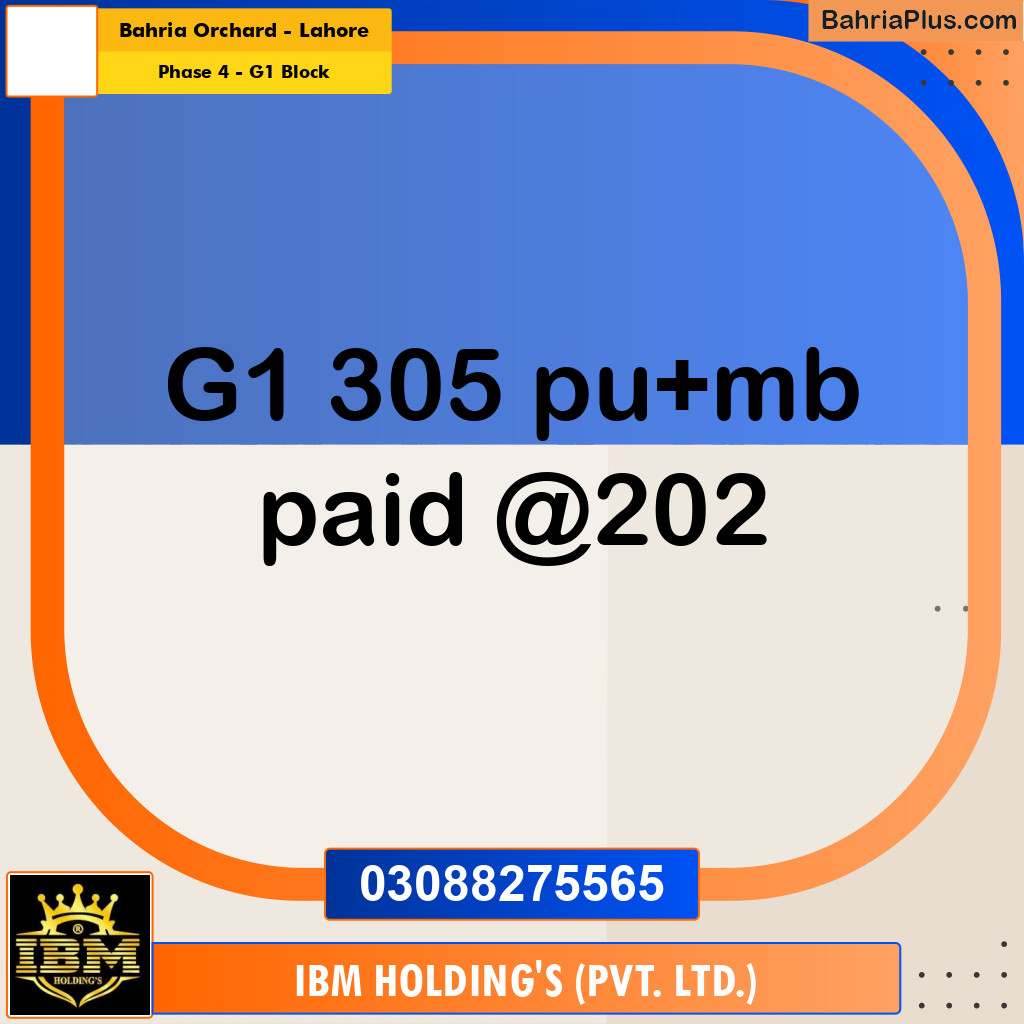 1 Kanal Residential Plot for Sale in Phase 4 - G1 Block -  Bahria Orchard, Lahore - (BP-286905)