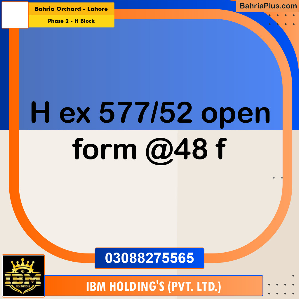 5 Marla Residential Plot for Sale in Phase 2 - H Block -  Bahria Orchard, Lahore - (BP-286910)