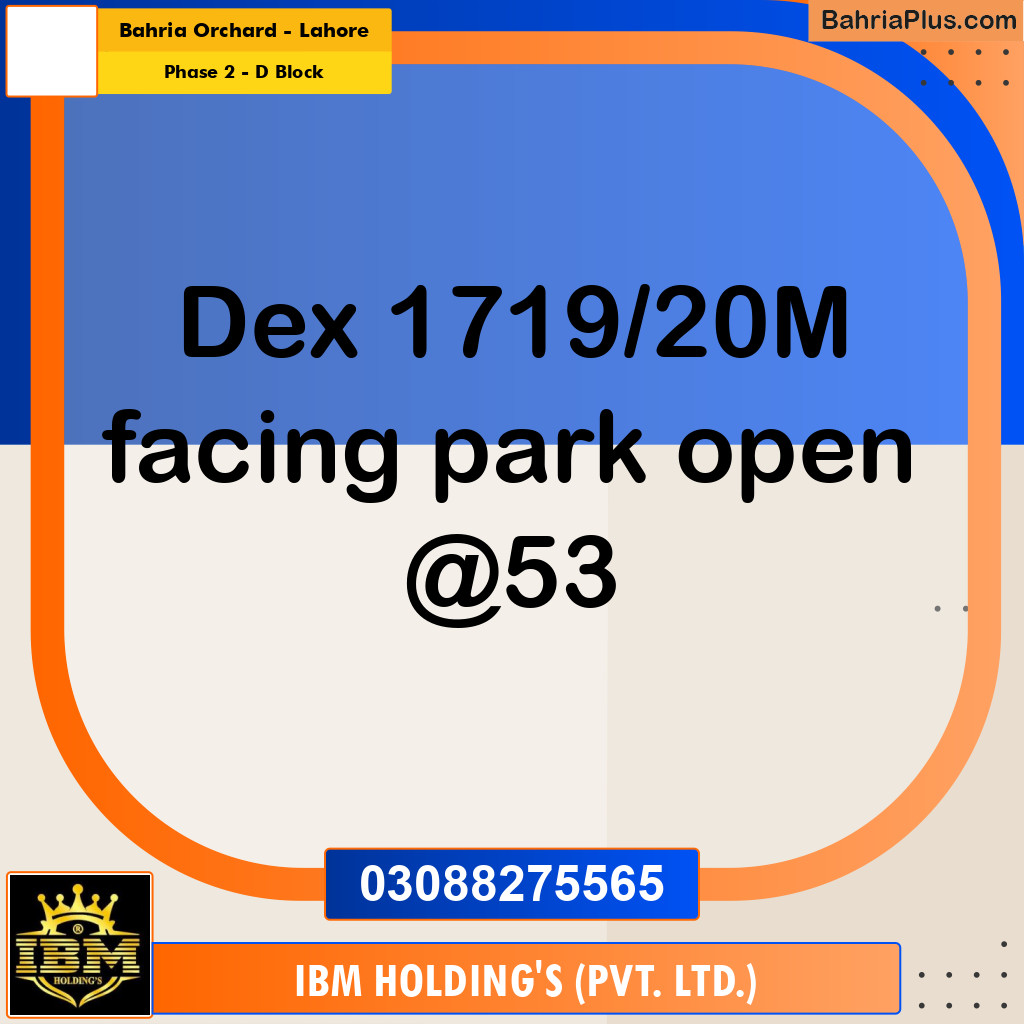 5 Marla Residential Plot for Sale in Phase 2 - D Block - Bahria Orchard, Lahore - (BP-286914)