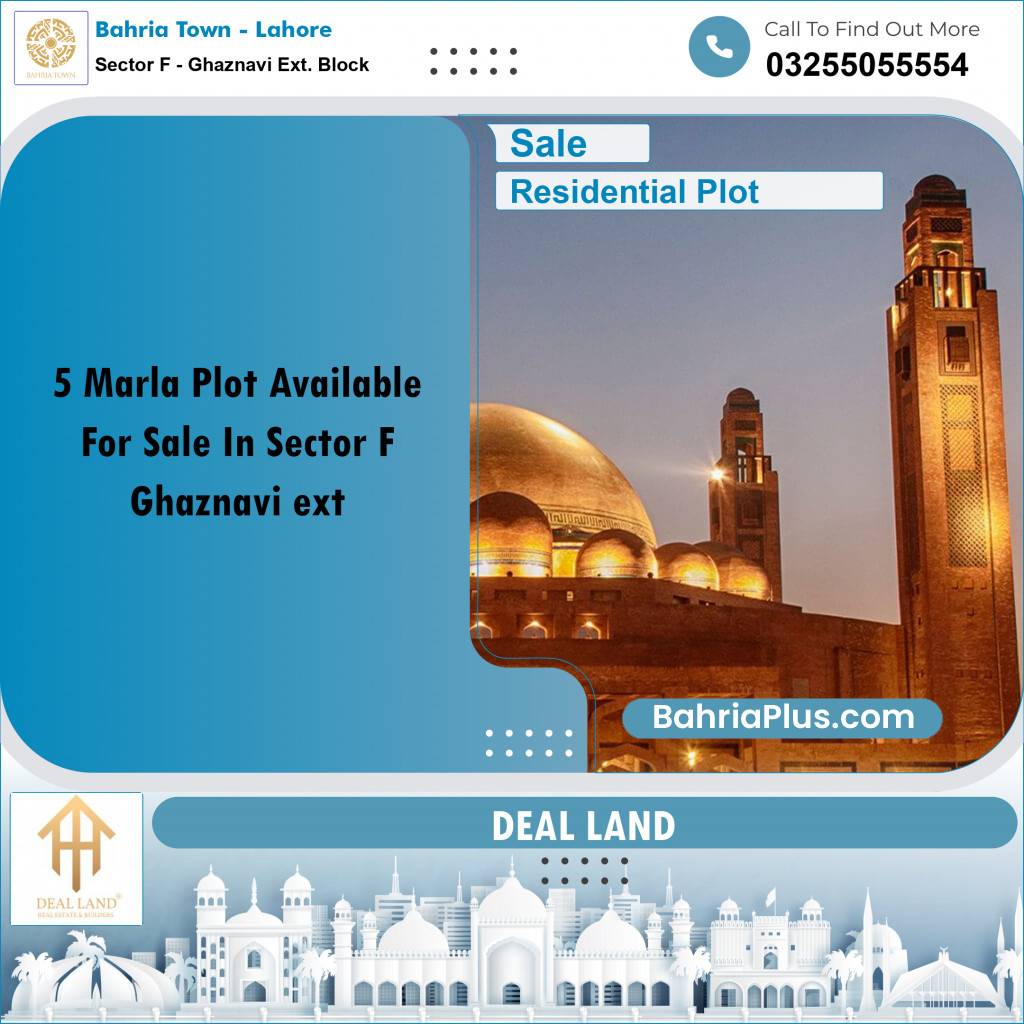5 Marla Residential Plot for Sale in Sector F - Ghaznavi Ext. Block -  Bahria Town, Lahore - (BP-286932)