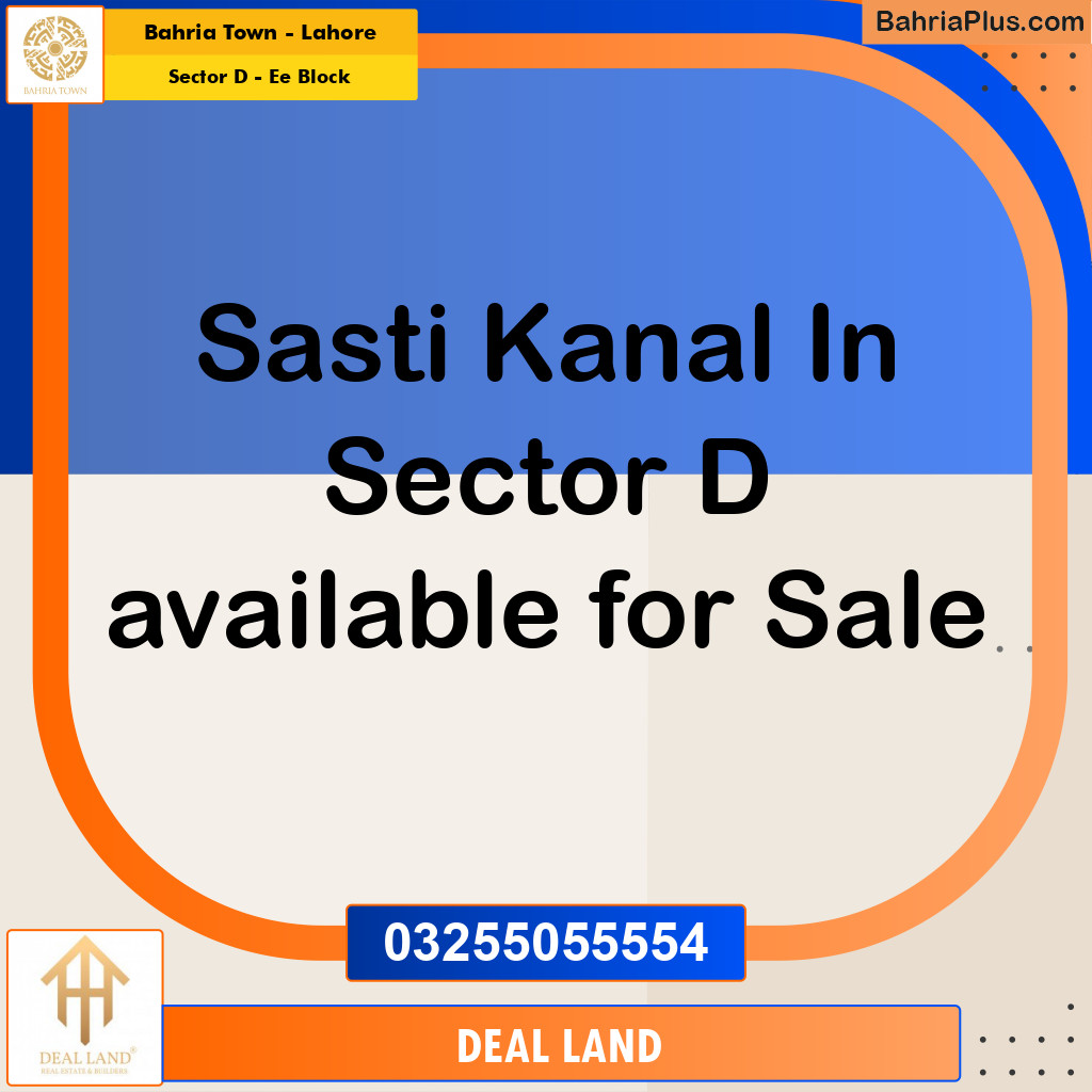 1 Kanal Residential Plot for Sale in Sector D - EE Block -  Bahria Town, Lahore - (BP-286933)