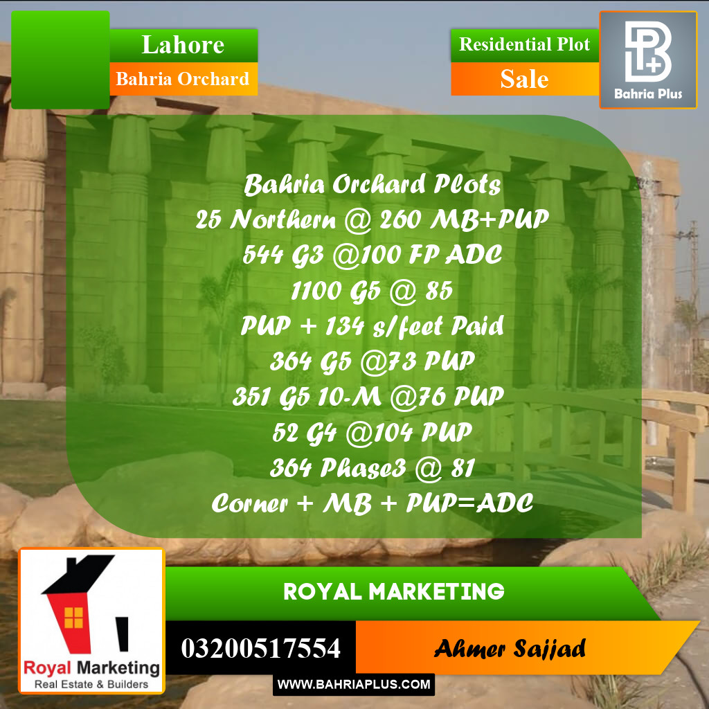 Residential Plot for Sale in Bahria Orchard, Lahore - (BP-286968)