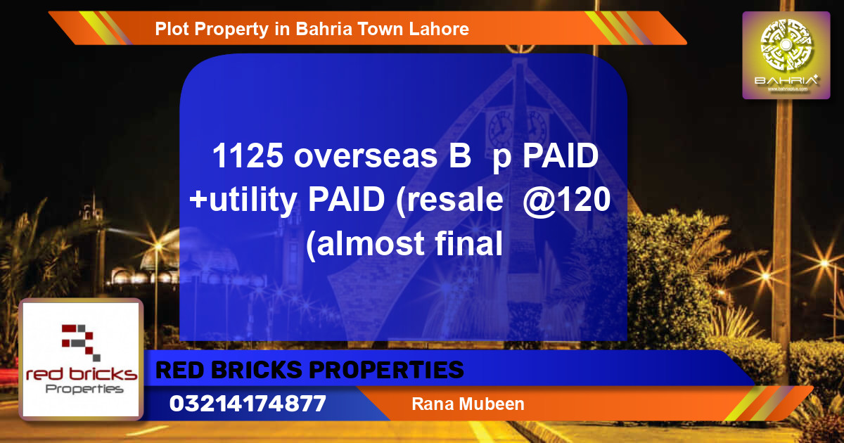 Residential Plot for Sale in Bahria Town, Lahore - (BP-28698)
