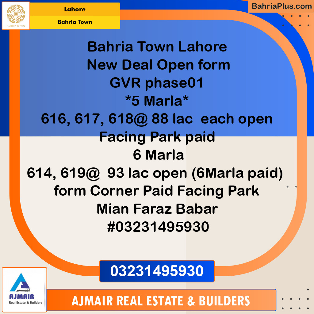 Residential Plot for Sale in Bahria Town, Lahore - (BP-287002)