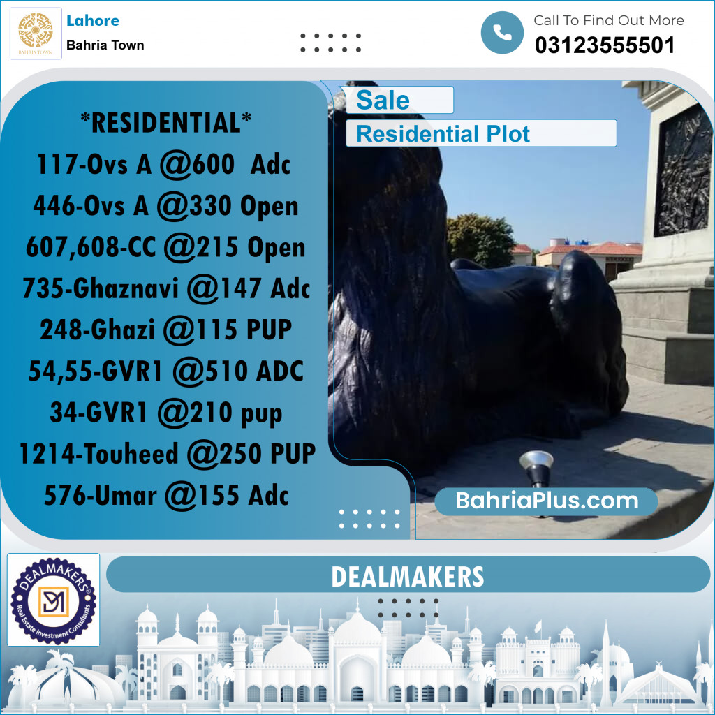 Residential Plot for Sale in Bahria Town, Lahore - (BP-287013)