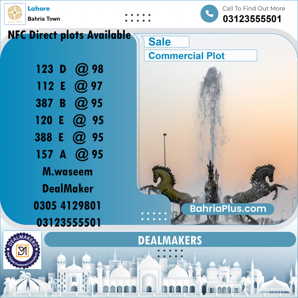 Commercial Plot for Sale in Bahria Town, Lahore - (BP-287015)