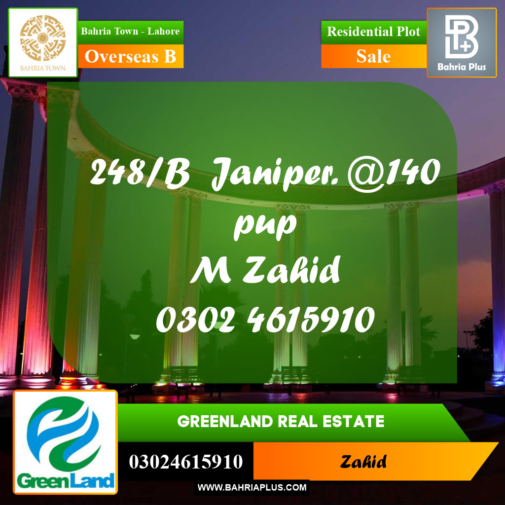 10 Marla Residential Plot for Sale in Overseas B - Bahria Town, Lahore - (BP-287034)