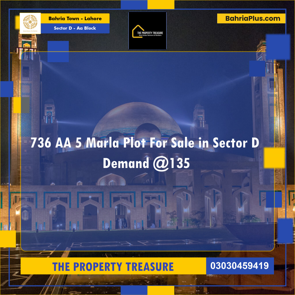 5 Marla Residential Plot for Sale in Sector D - AA Block -  Bahria Town, Lahore - (BP-287069)