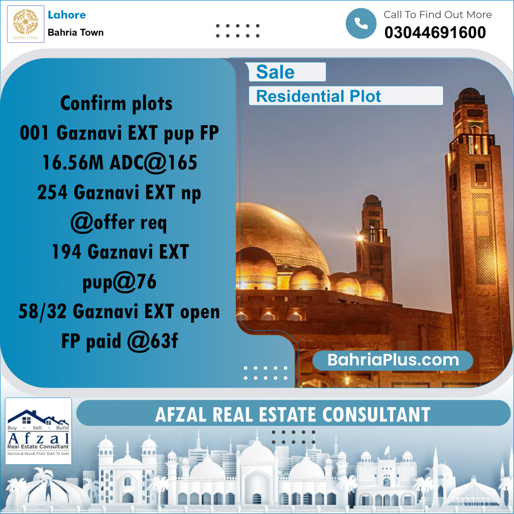 Residential Plot for Sale in Bahria Town, Lahore - (BP-287098)