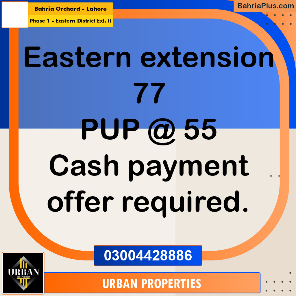 5 Marla Residential Plot for Sale in Phase 1 - Eastern District Ext. II - Bahria Orchard, Lahore - (BP-287104)