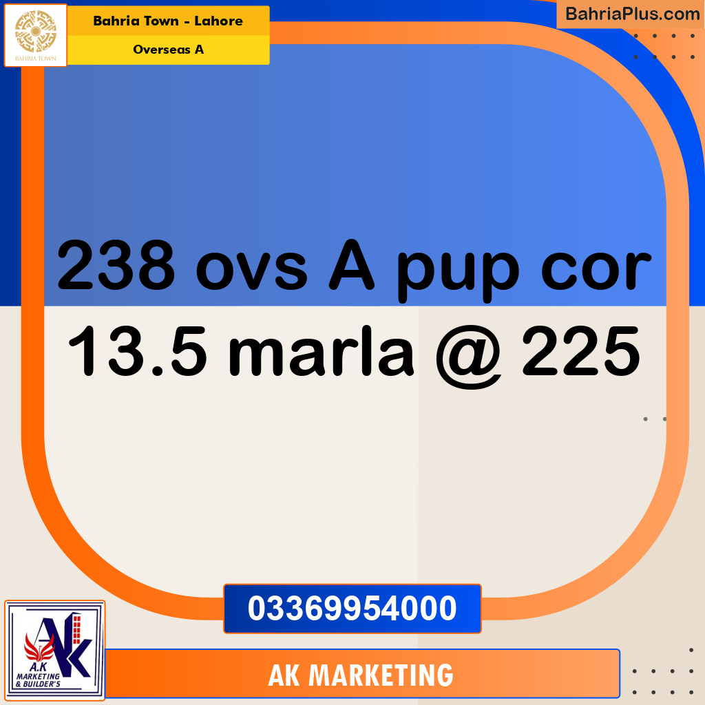 13.5 Marla Residential Plot for Sale in Overseas A - Bahria Town, Lahore - (BP-287114)