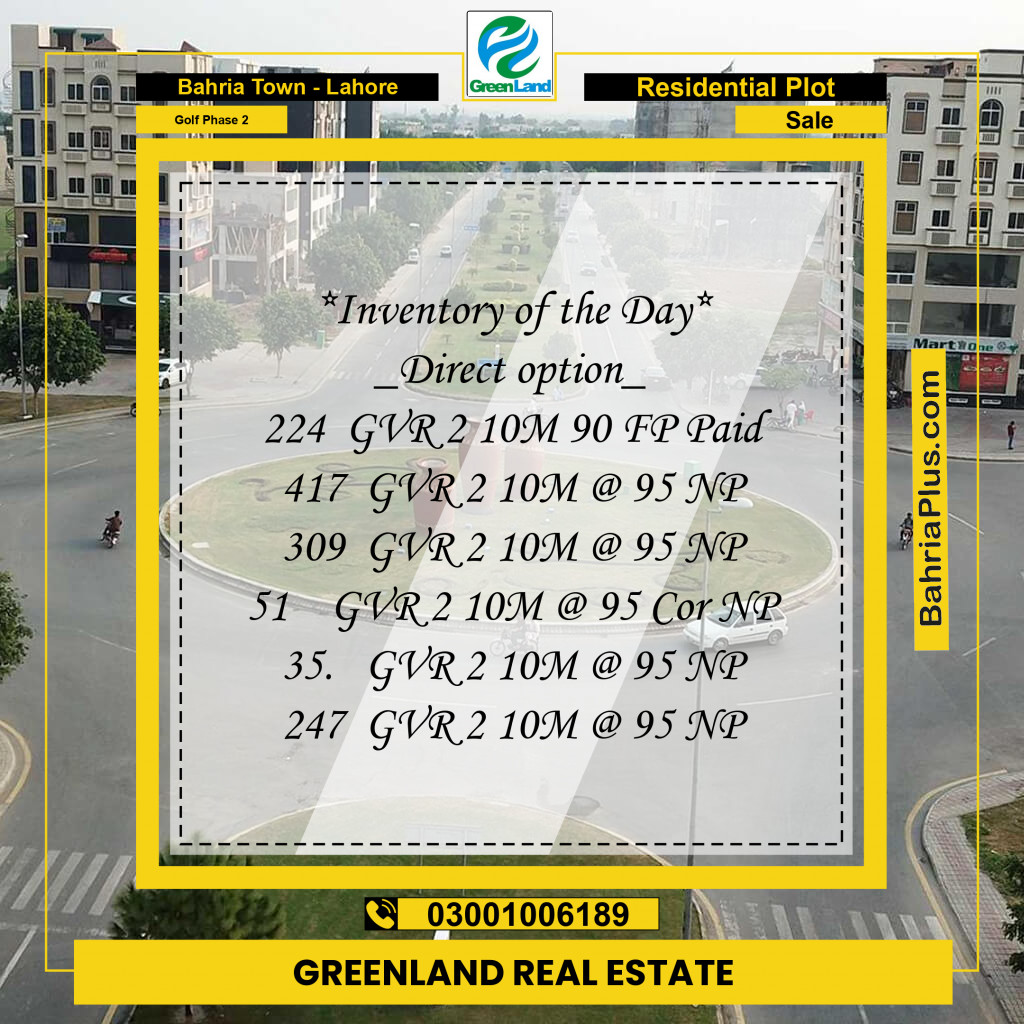 Residential Plot for Sale in Golf Phase 2 - Bahria Town, Lahore - (BP-287136)