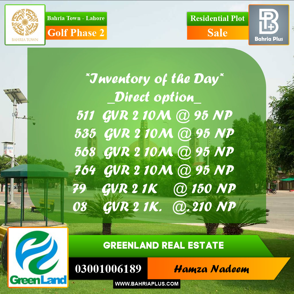 Residential Plot for Sale in Golf Phase 2 - Bahria Town, Lahore - (BP-287141)