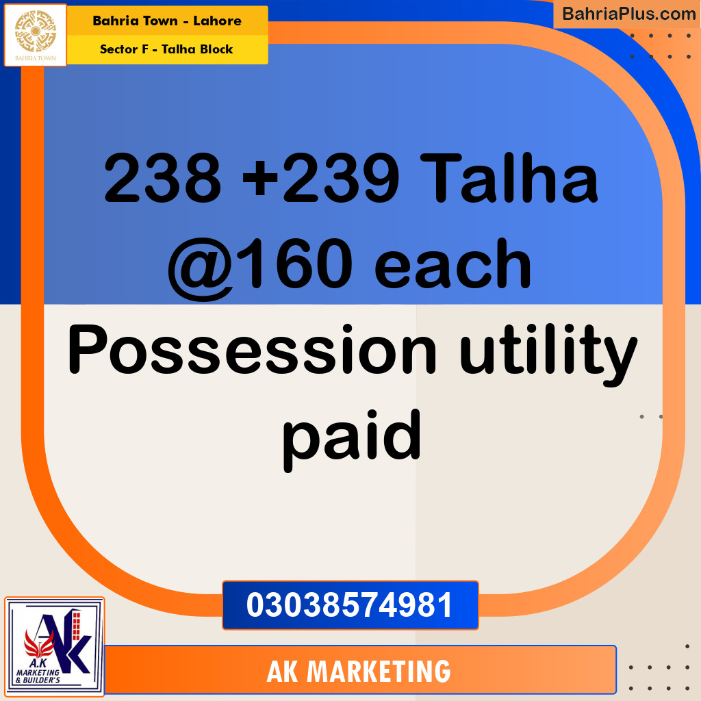 10 Marla Residential Plot for Sale in Sector F - Talha Block - Bahria Town, Lahore - (BP-287147)