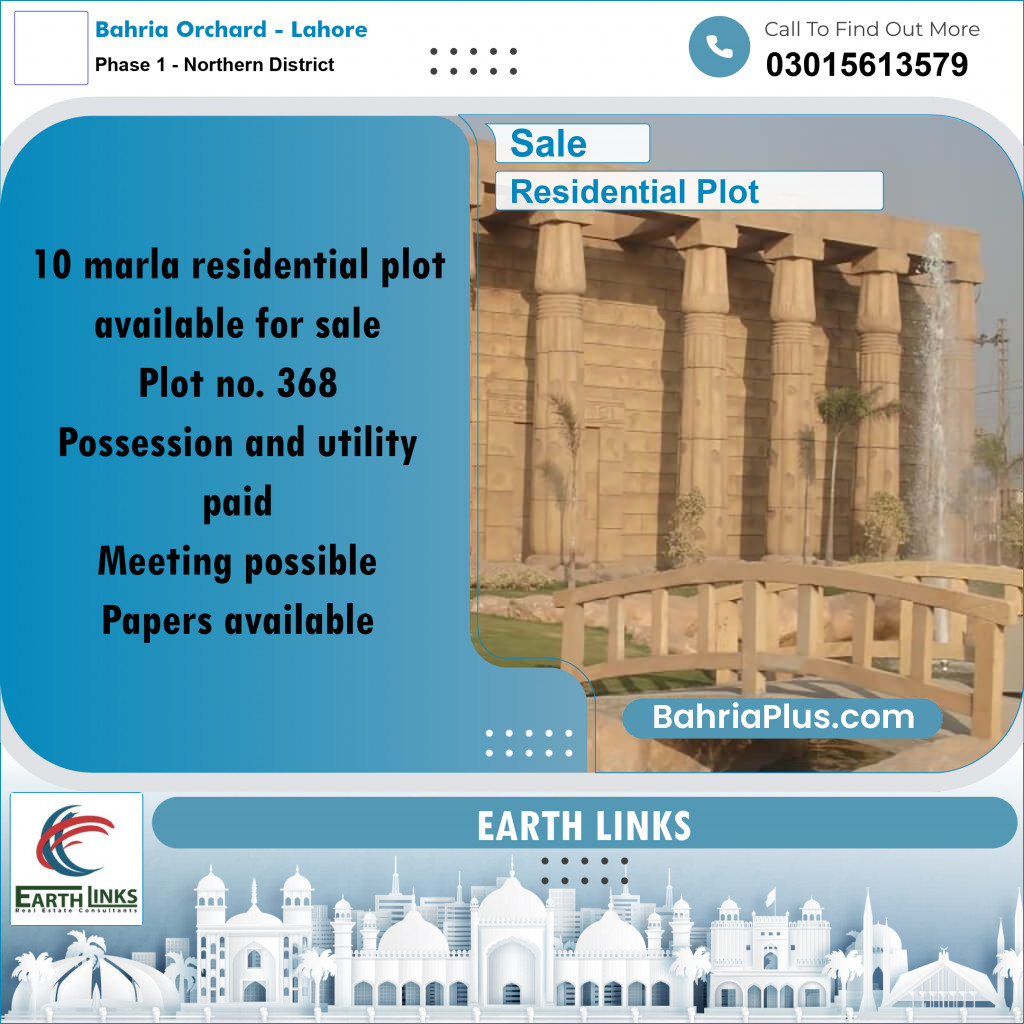 10 Marla Residential Plot for Sale in Phase 1 - Northern District - Bahria Orchard, Lahore - (BP-287177)
