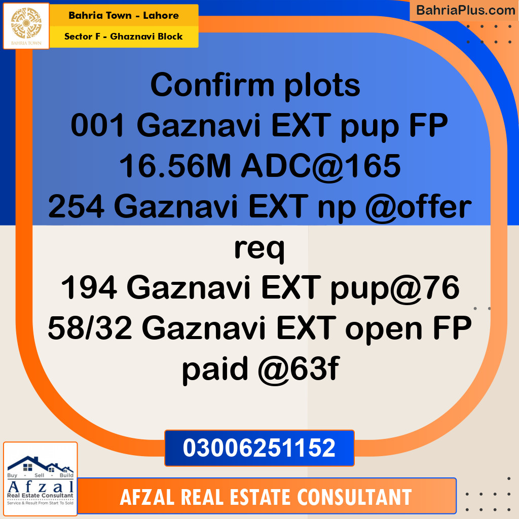 10 Marla Residential Plot for Sale in Sector F - Ghaznavi Block - Bahria Town, Lahore - (BP-287202)