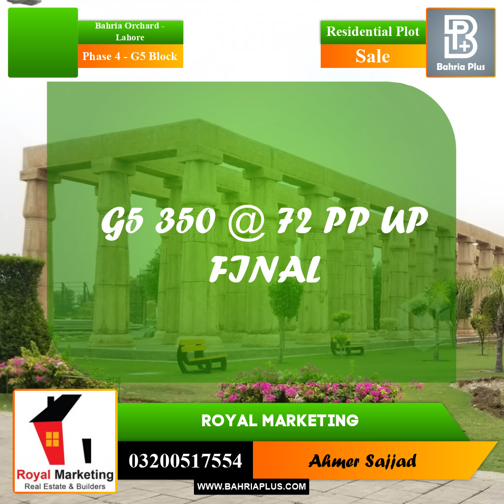 Residential Plot for Sale in Phase 4 - G5 Block - Bahria Orchard, Lahore - (BP-287204)